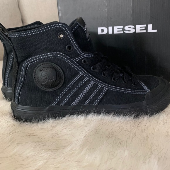Diesel High Cut Black Sneakers Size 6.5 - Picture 4 of 5